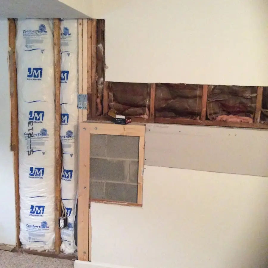 Wall insulation replacement during Basement Flood Cleanup in Quincy